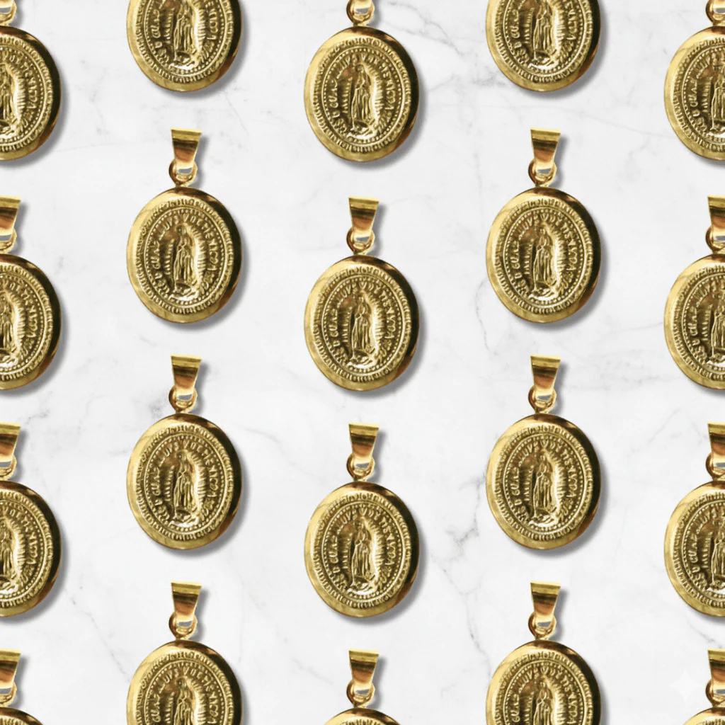 14k Solid Gold Bezel Our Lady of Guadalupe Medal — 0.9” × 0.8” - Image 6