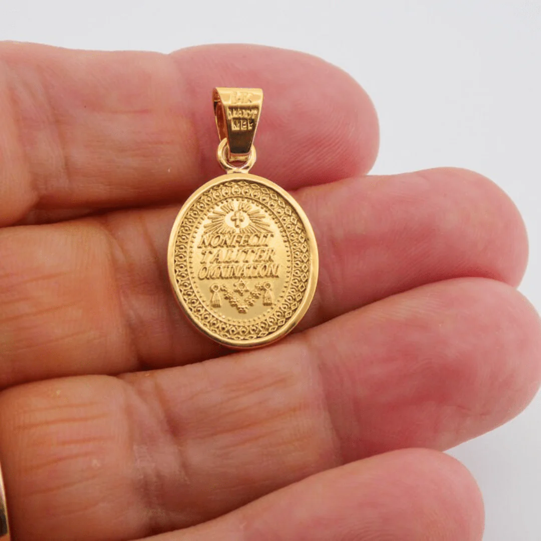 14k Solid Gold Bezel Our Lady of Guadalupe Small Medal — 0.8” × 0.6” - Image 3