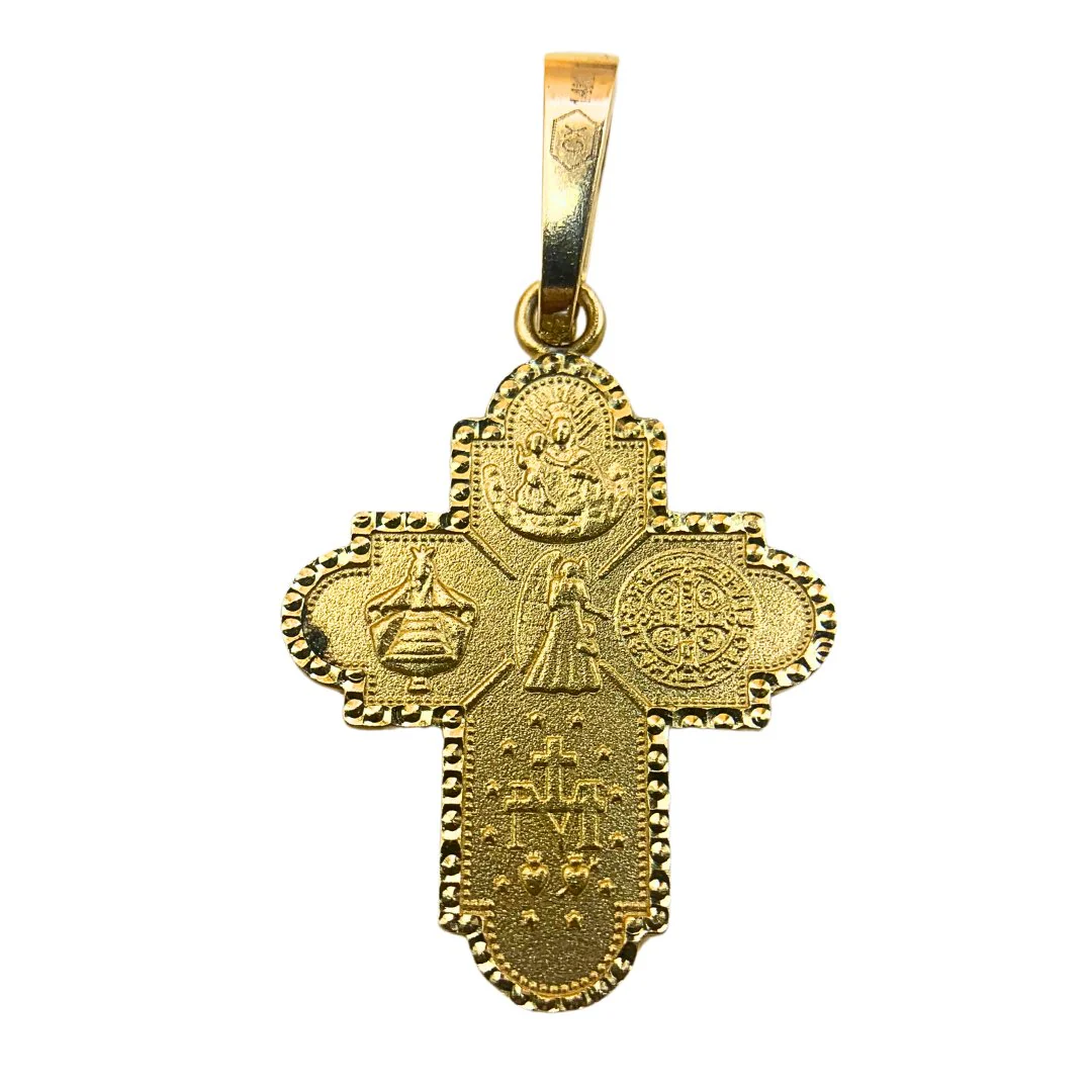 14K Gold Four-Way Cross Pendant — Italian Made (0.9” × 0.7”) - Image 4