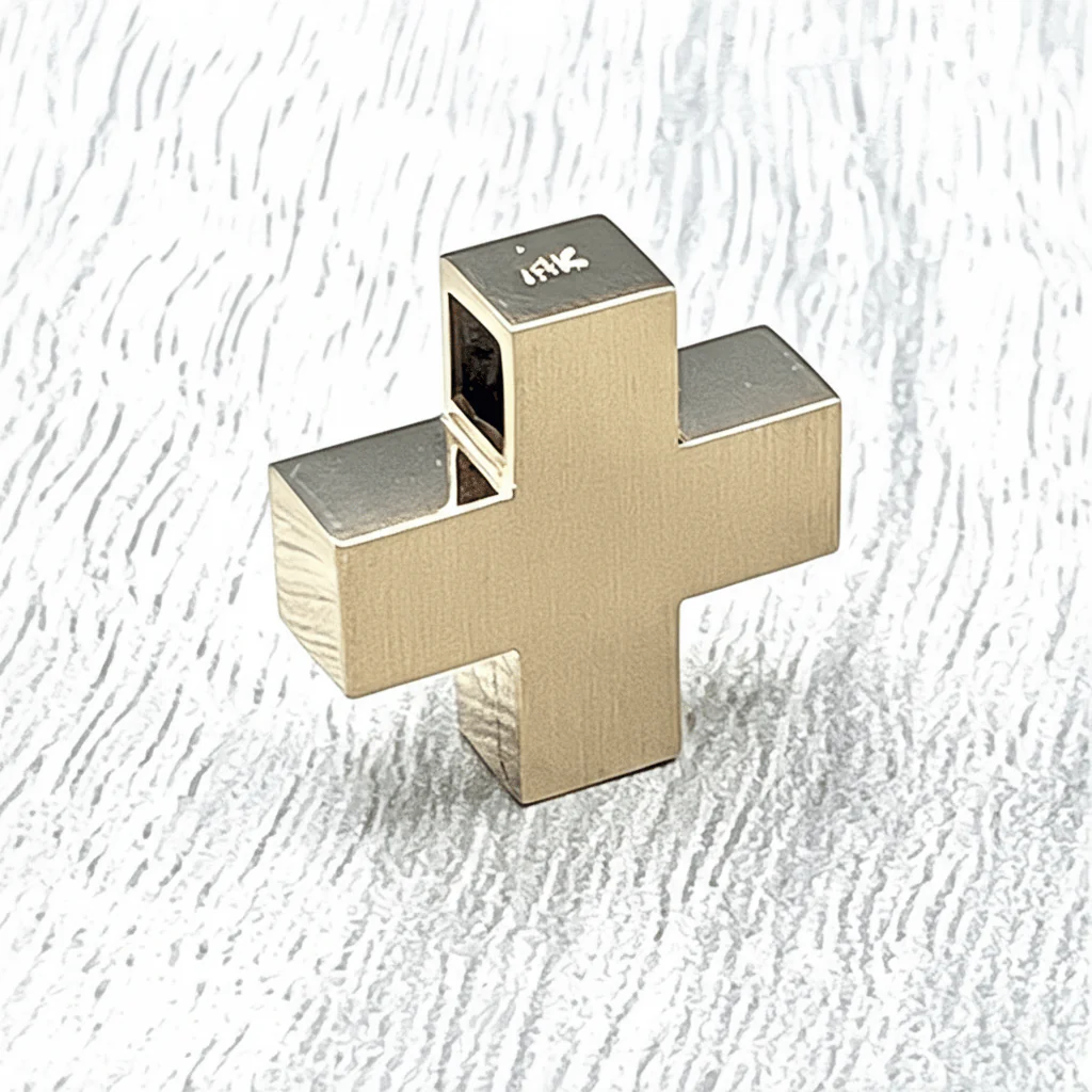 14k Gold Greek Matte Finish Cross Pendant 0.6" X 0.6" X 0.2" - Image 4