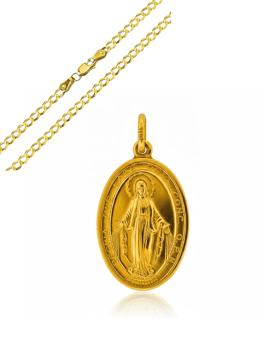 14K Gold Miraculous Medal Pendant — Large (1” × 0.6”) - Image 4