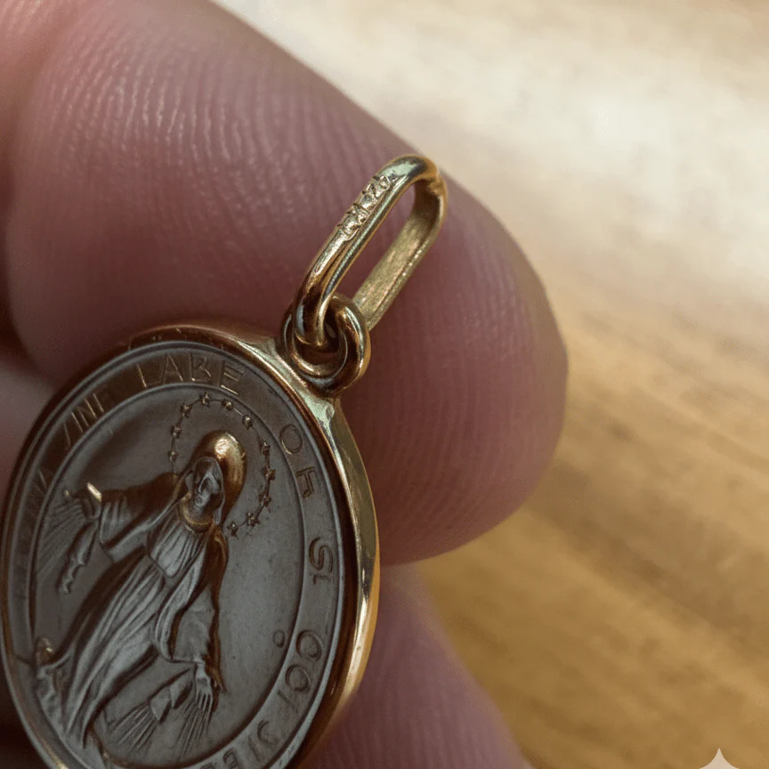 14K Gold Miraculous Medal Pendant — Large (1” × 0.6”) - Image 5