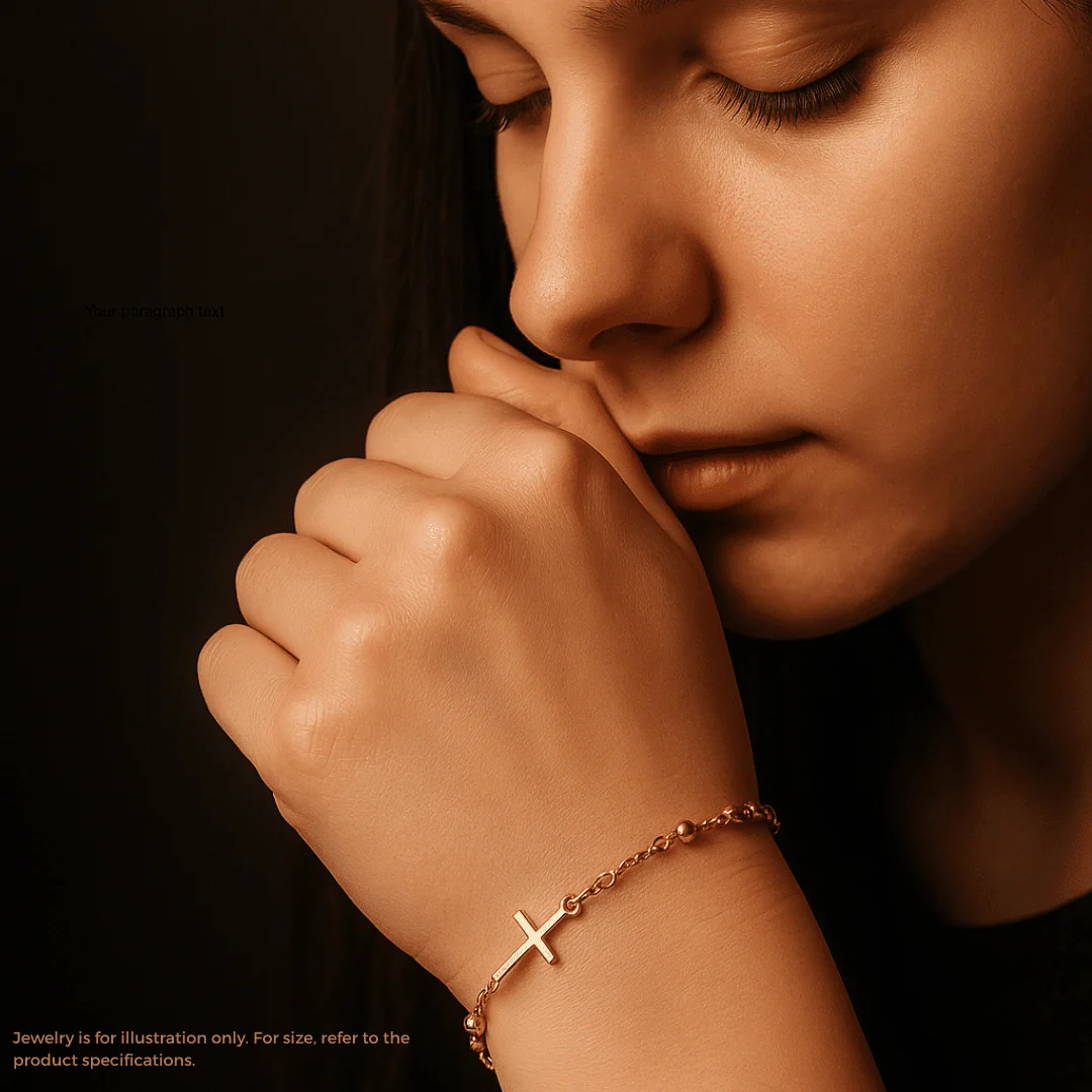 14K Gold Miraculous Medal Rosary Bracelet (7”) — Made in Italy - Image 3
