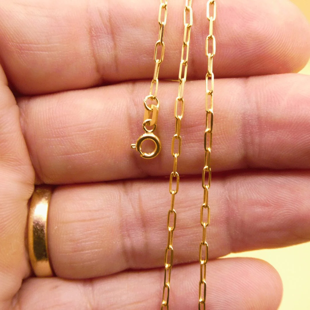 14k Gold Paper Clip Chain Necklace — 18” | Made in Italy - Image 2