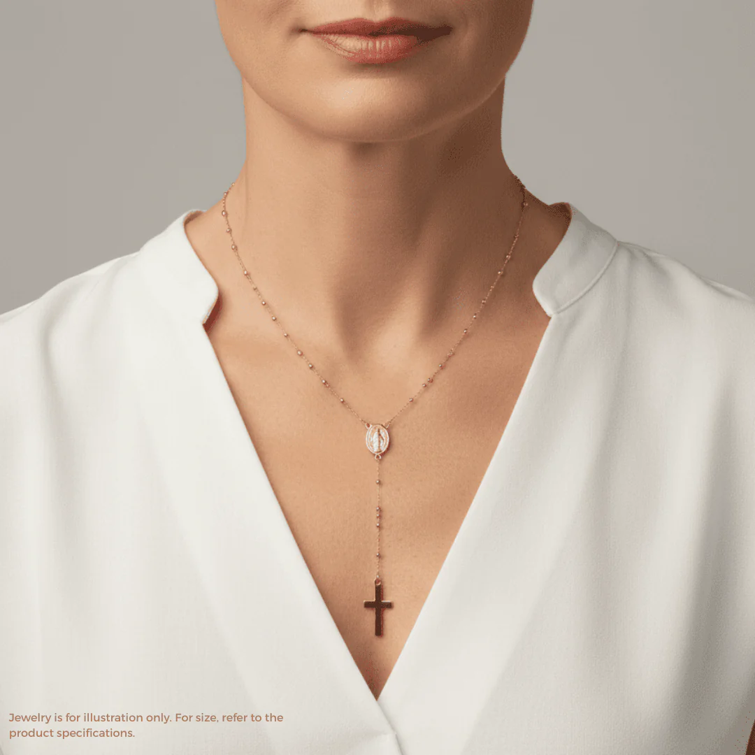 14K Gold Rosary Necklace (18”) — Made in Italy - Image 3