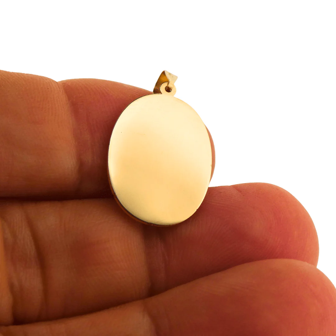 14K Gold Virgen de Guadalupe Oval Pendant — Italian Made (0.5” × 0.8”) - Image 4