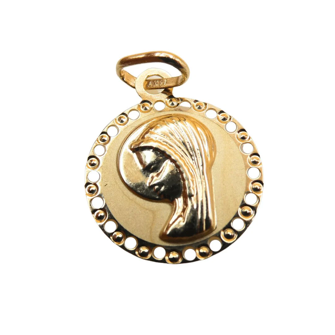 Medalla de la Virgen Niña en Oro (14k gold) Round 0.6" - Image 4