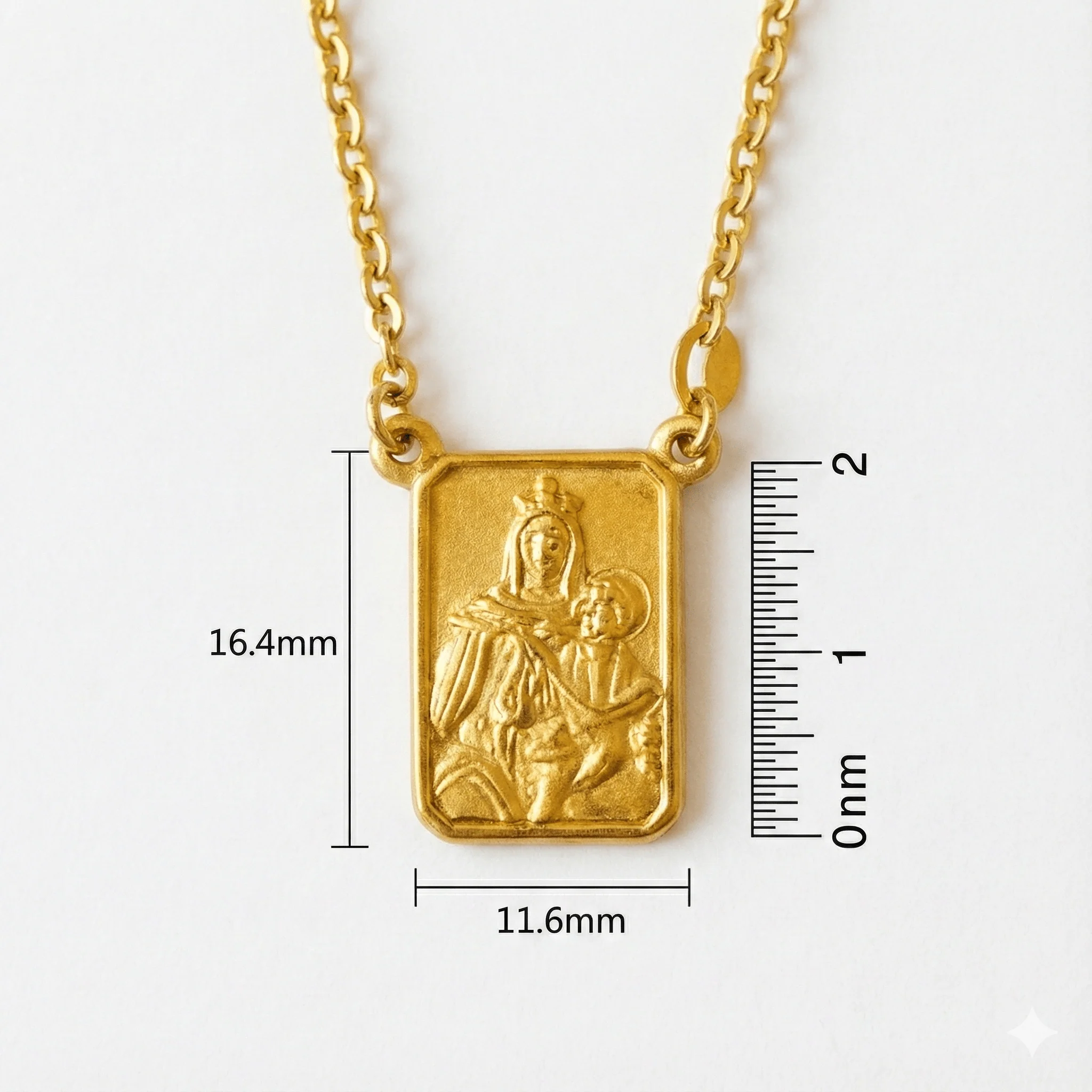 18K Gold Scapular Necklace — Sacred Heart & Our Lady of Mount Carmel (Classic, 24”) - Image 5
