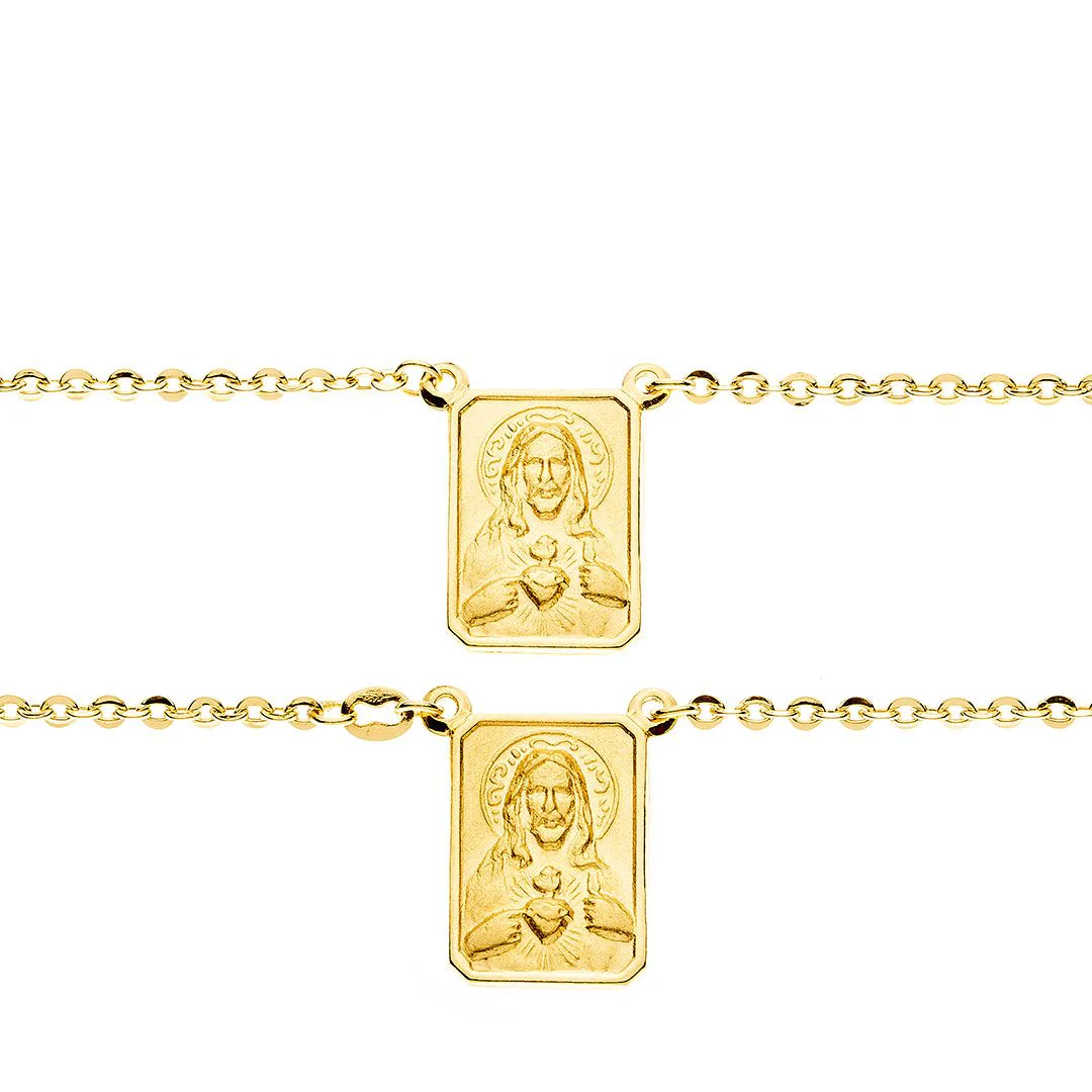 18K Gold Scapular Necklace — Sacred Heart & Our Lady of Mount Carmel (Classic, 24”) - Image 6