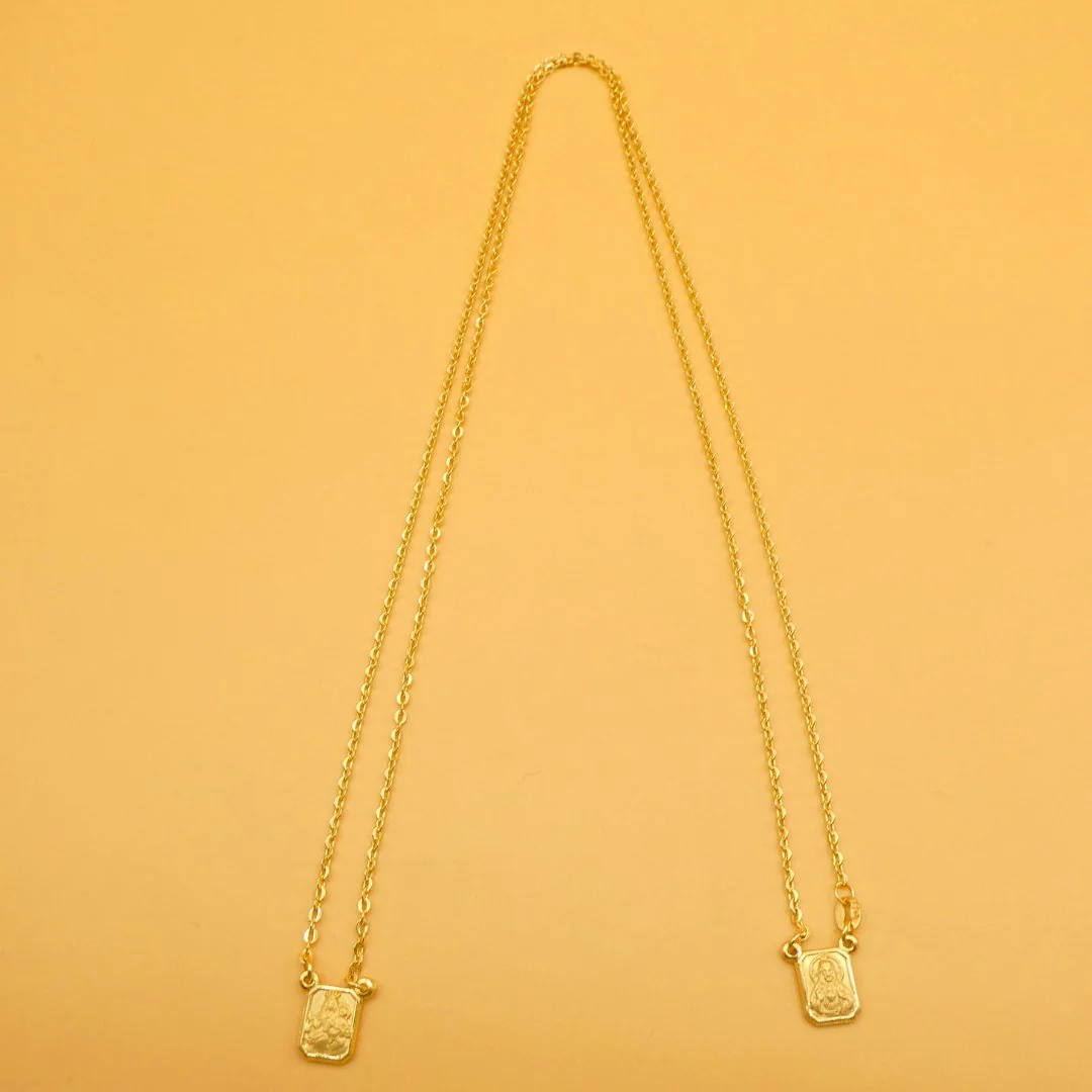18K Gold Scapular Necklace — Sacred Heart & Our Lady of Mount Carmel (Small, 24”) - Image 8