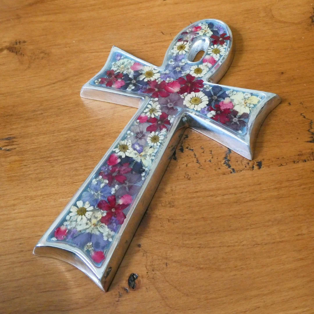 Ankh Wall Cross w/ Pressed Flowers 7" - Image 5