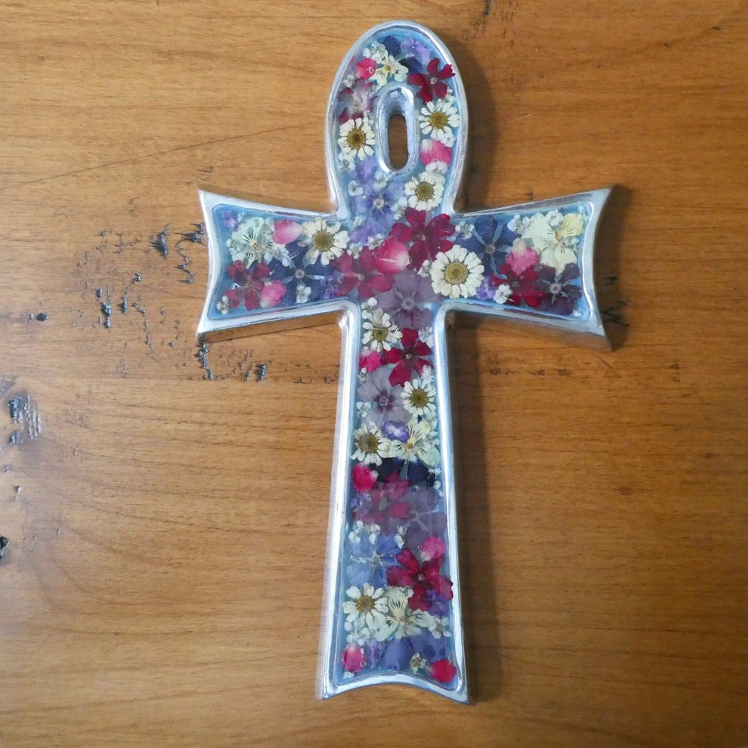Ankh Wall Cross w/ Pressed Flowers 7" - Image 6