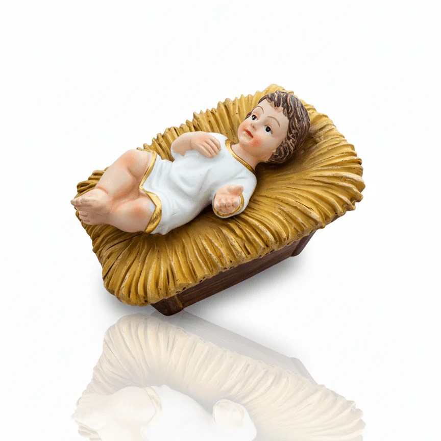 Baby Jesus Figurine for Christmas Nativity – Handcrafted Resin Statue 1.6" x 3.2" x 1.9"