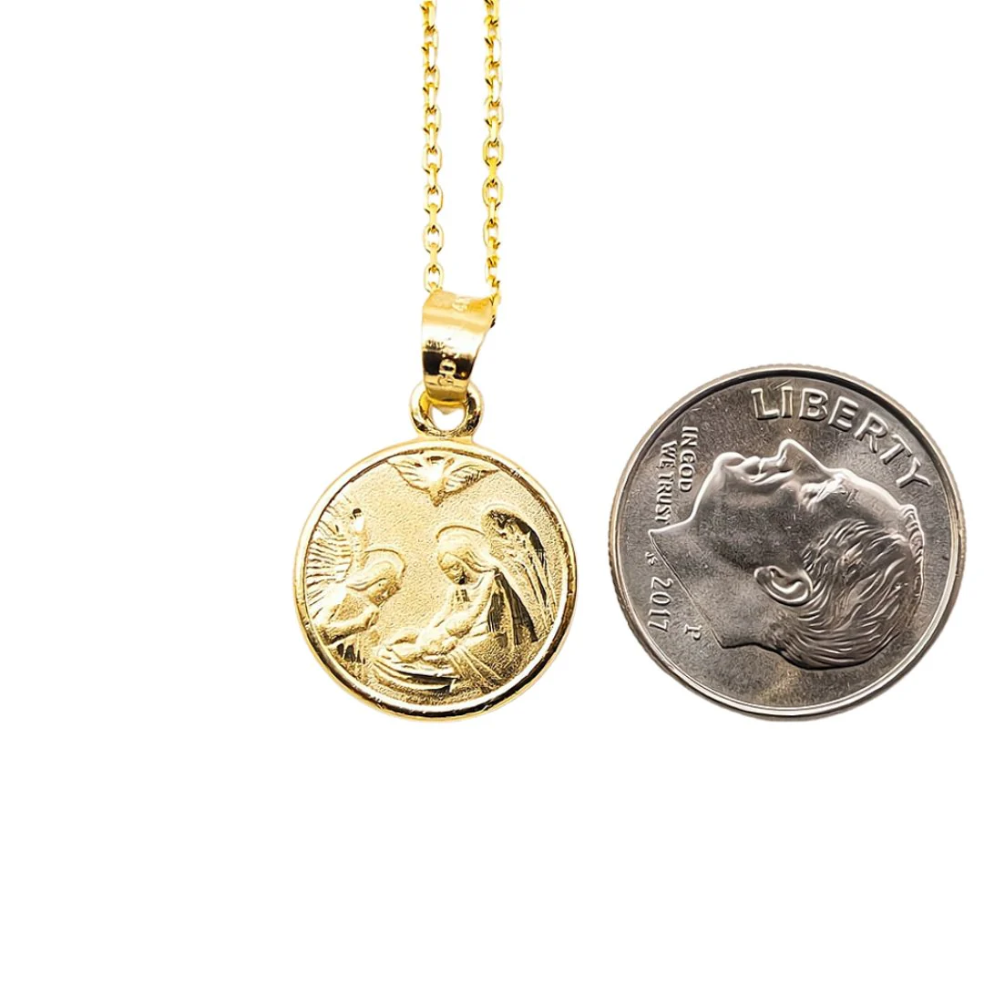 Gold Dainty Baptismal Medal Necklace 18-inch - Image 4