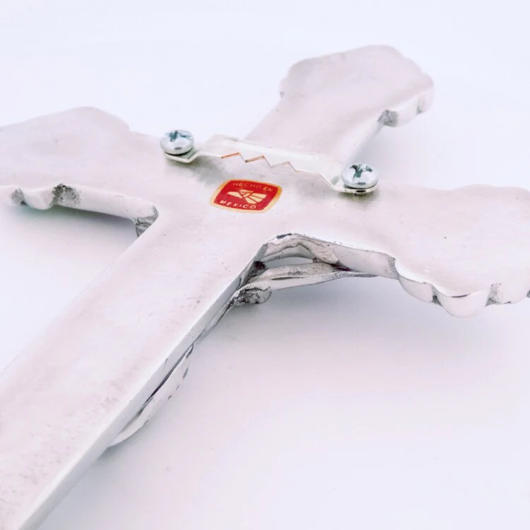 Baroque Wall Small Crucifix w/ Pressed Flowers 7.5" - Image 6