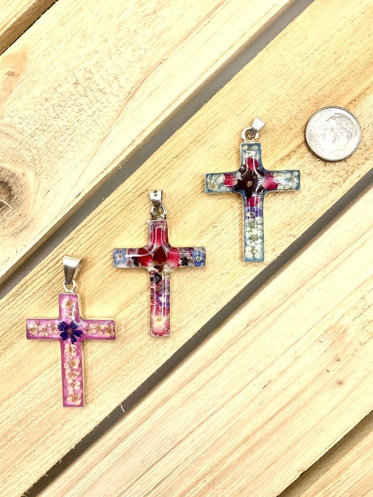 Cross Necklace w/ Pressed Flowers 18-inch - Image 5