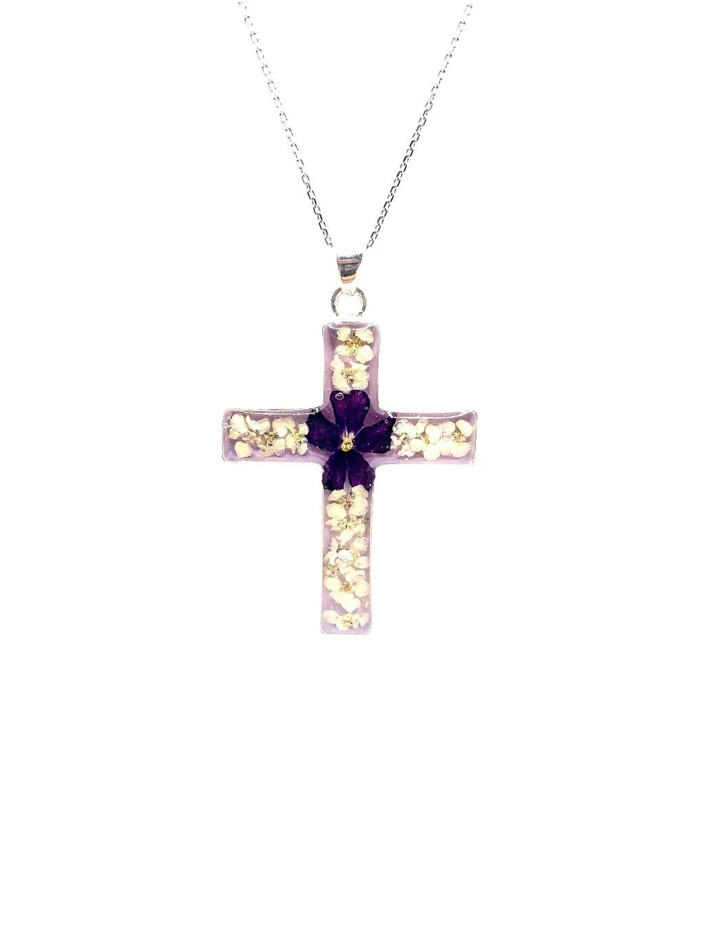 Cross Pendant w/ Pressed Flowers II 18-inch - Image 3