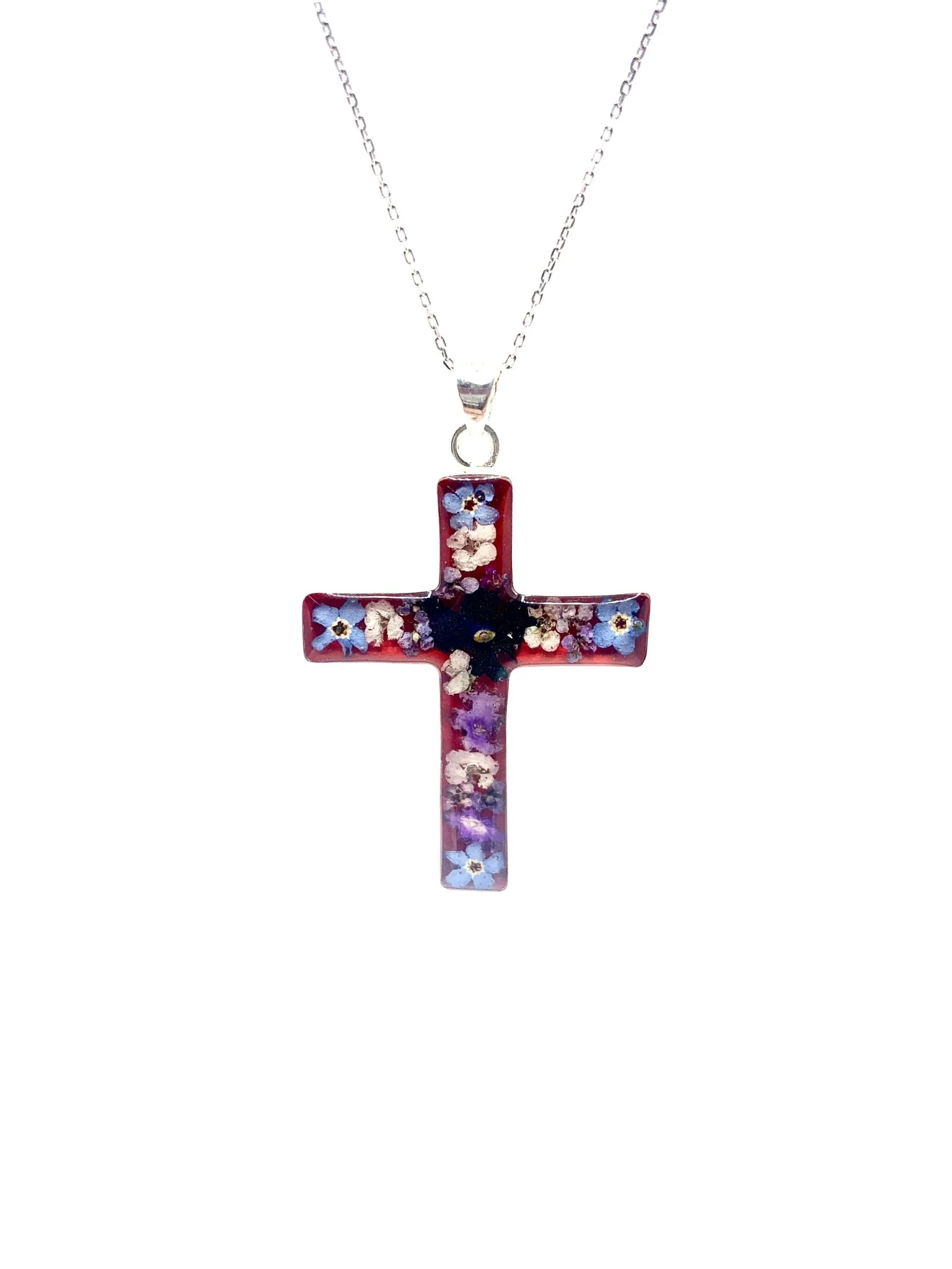 Cross Pendant w/ Pressed Flowers II 18-inch - Image 4