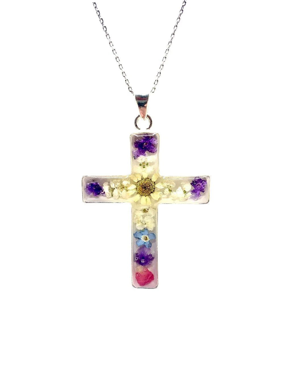 Cross Pendant w/ Pressed Flowers II 18-inch - Image 5