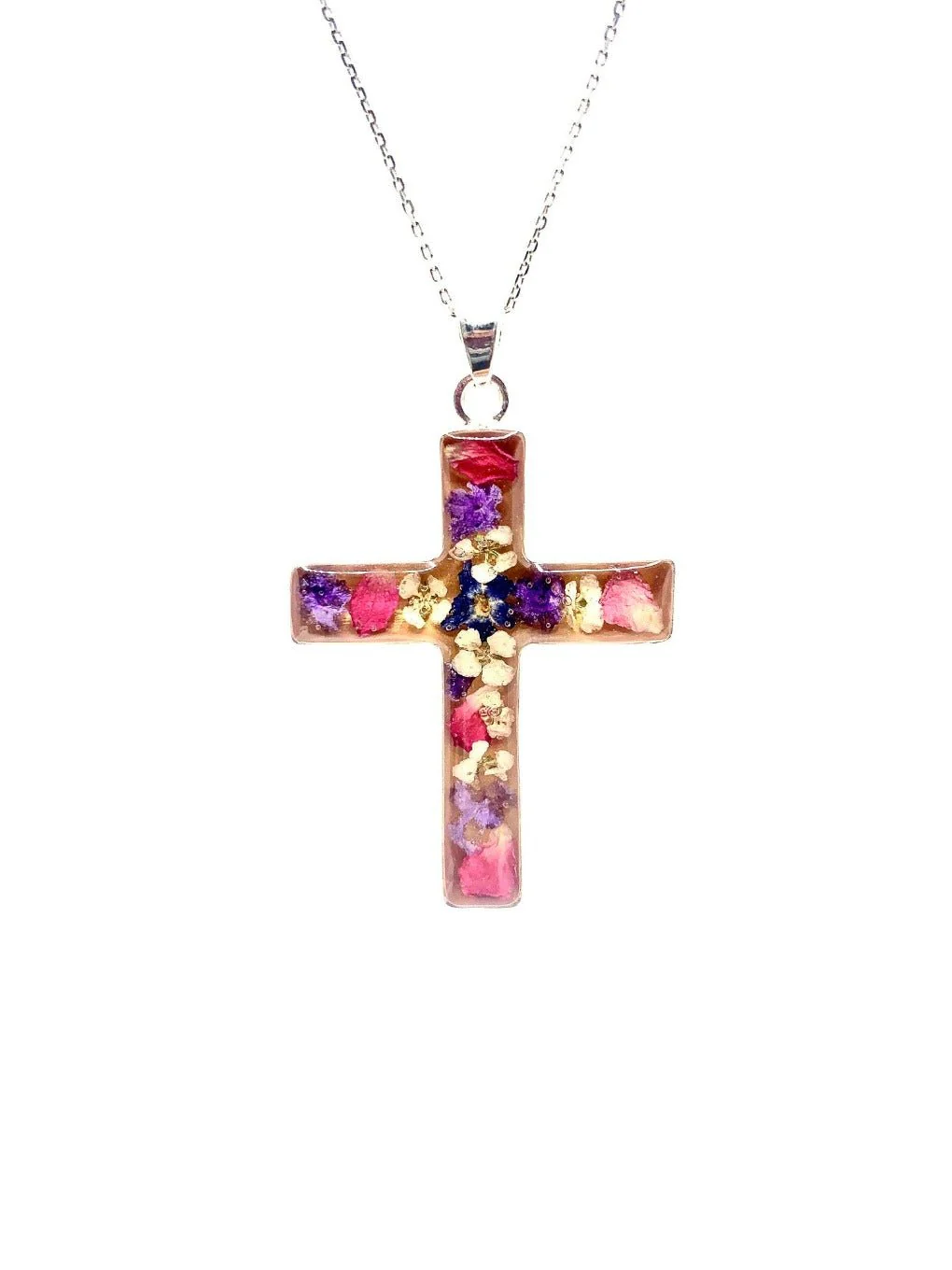 Cross Pendant w/ Pressed Flowers II 18-inch - Image 6