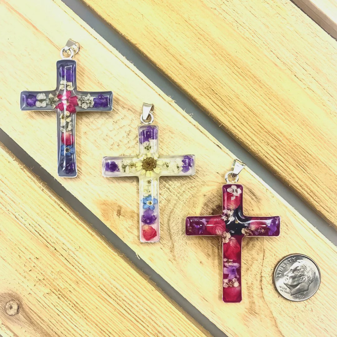 Cross Pendant w/ Pressed Flowers II 18-inch - Image 9