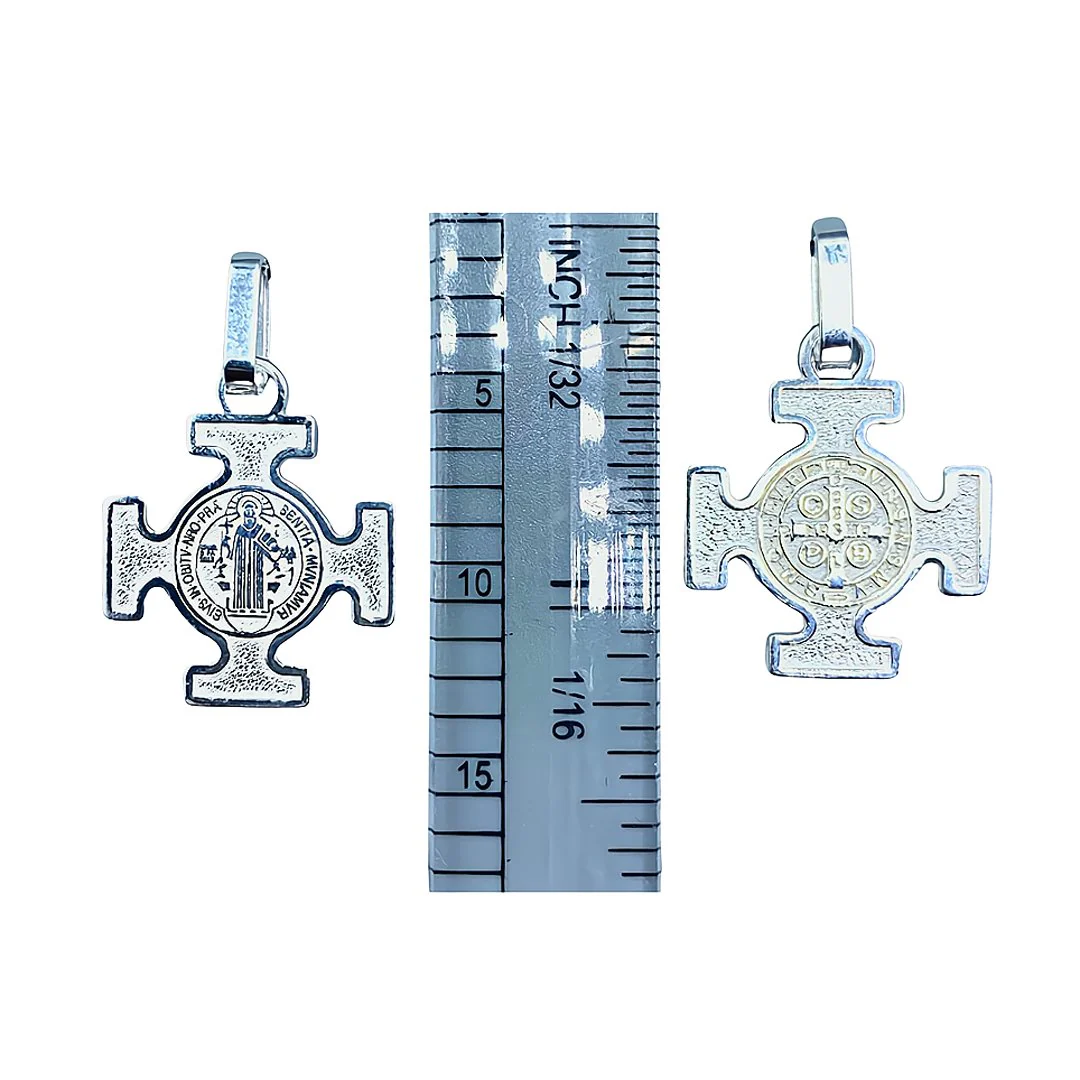 Silver Saint Benedict Medal Cross Necklace 18-inch - Image 6