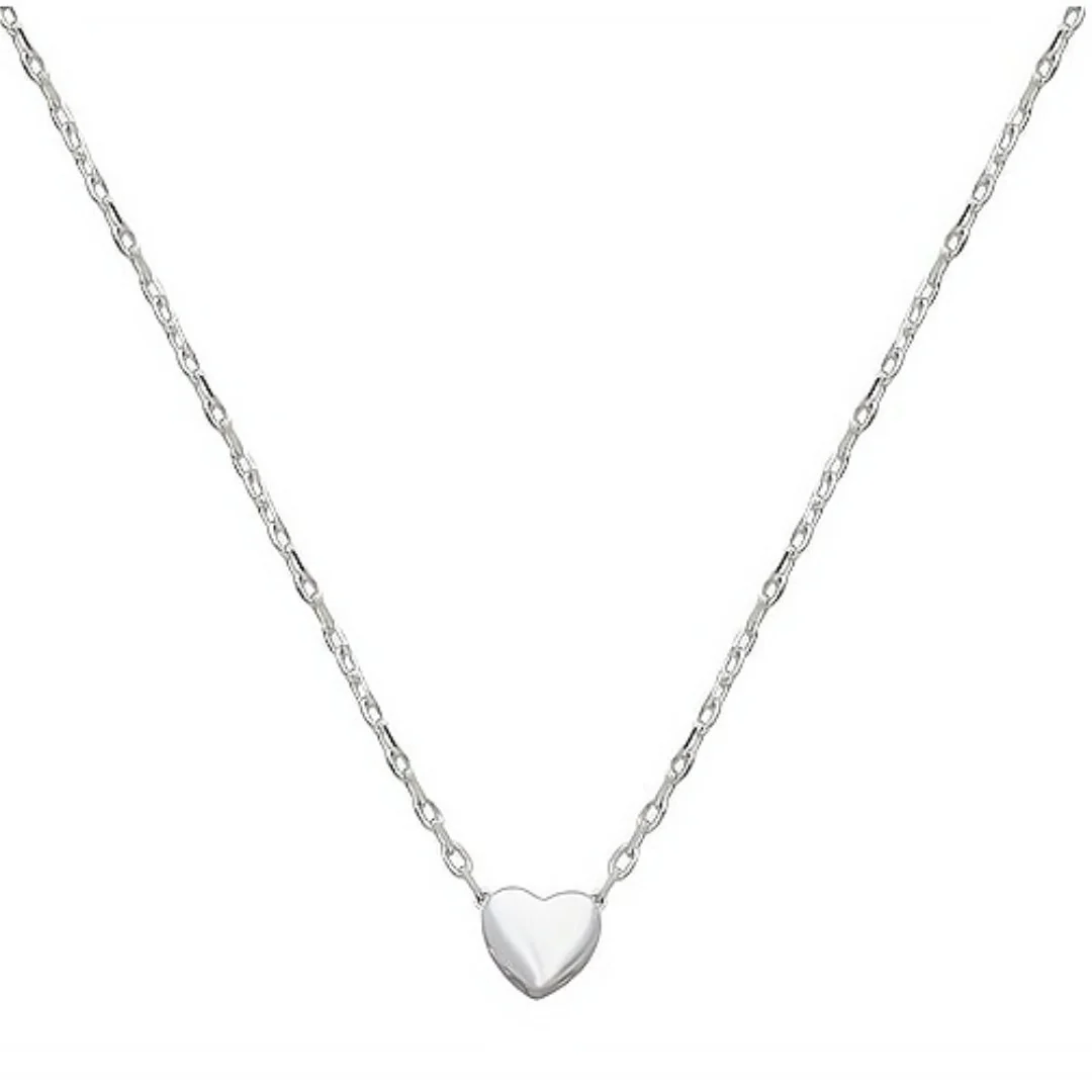 Silver Tiny Heart Necklace 16-inch