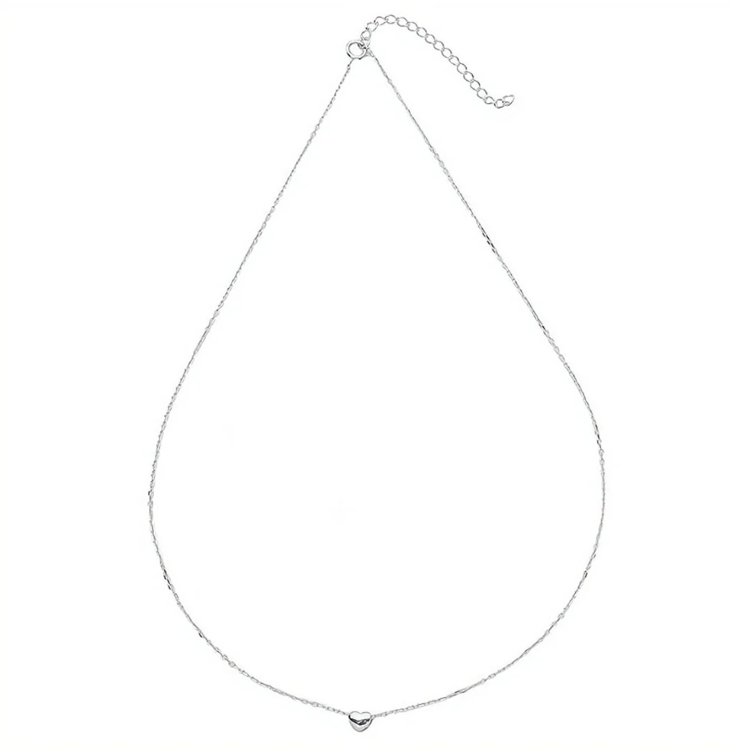 Silver Tiny Heart Necklace 16-inch - Image 2