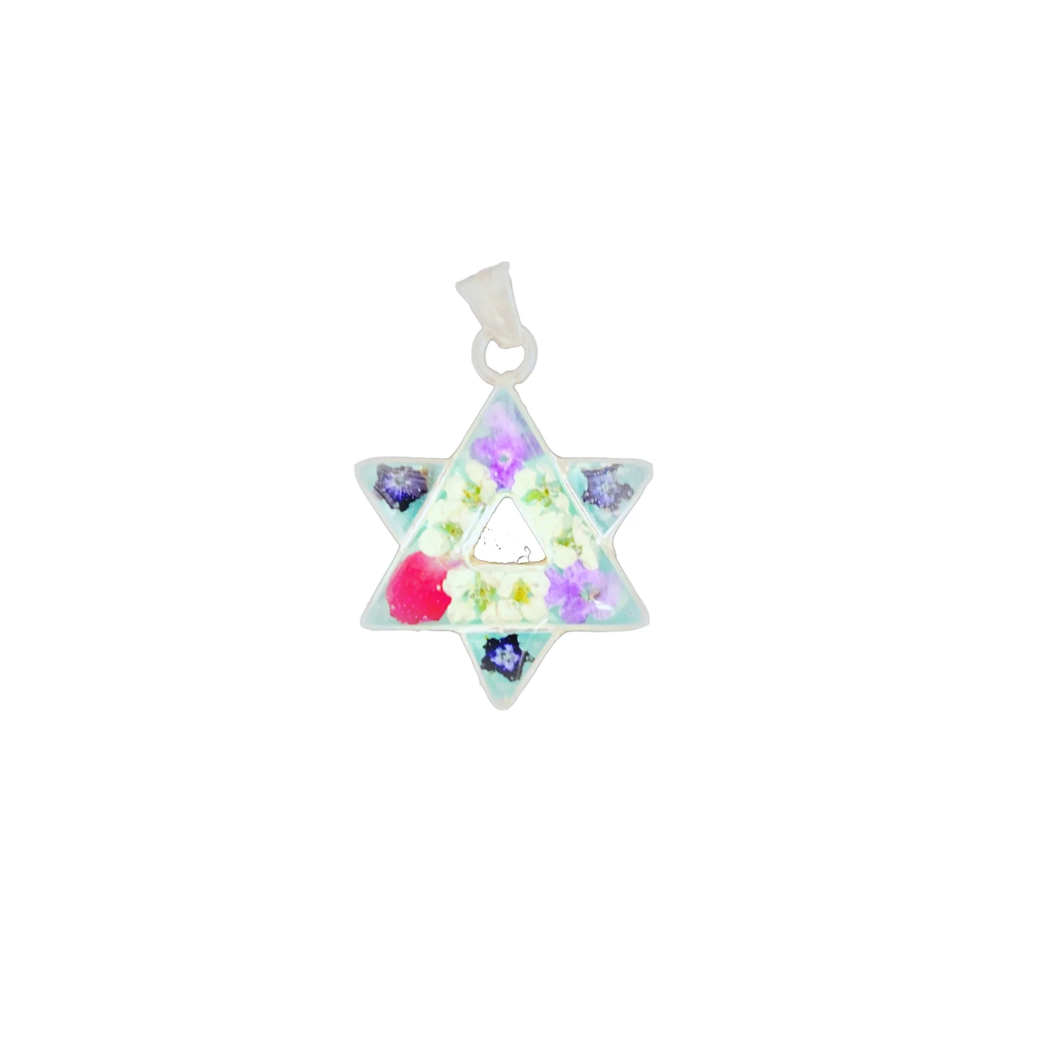 David Star Pendant w/ Pressed Flowers 18-inch - Image 4