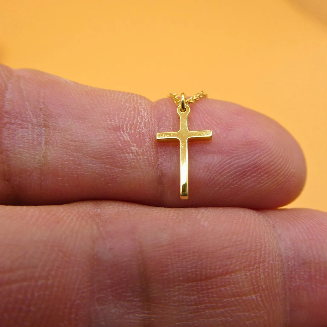 Gold Vermeil Cross Pendant with Chain 18-inch - Image 4