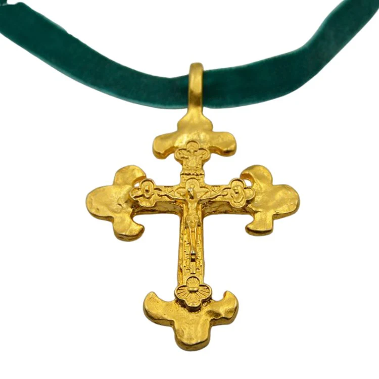 Gold-Plated Byzantine Cross Necklace 22-inch - Image 4
