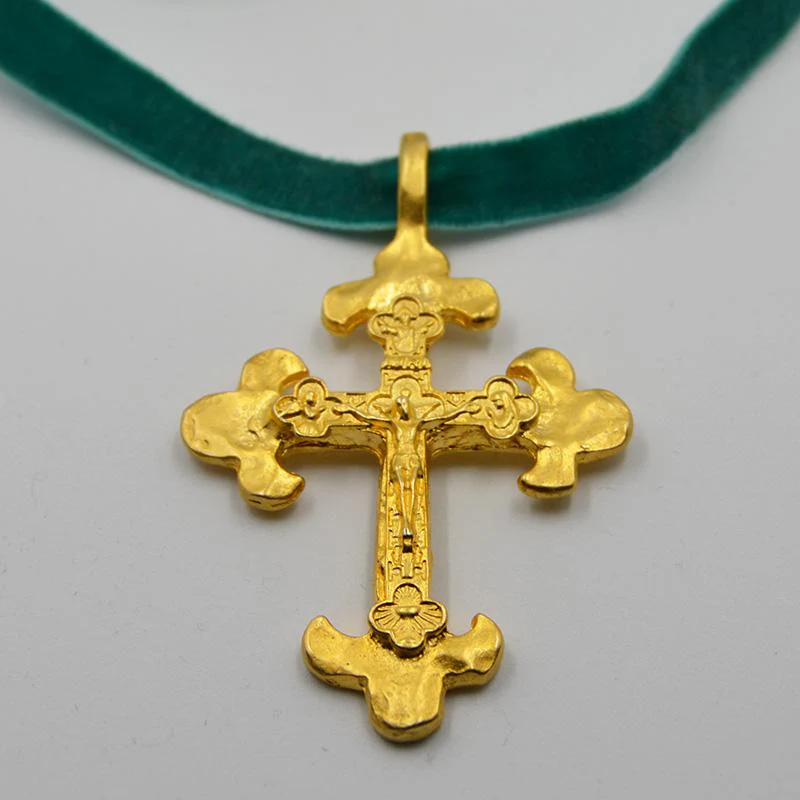Gold-Plated Byzantine Cross Necklace 22-inch - Image 5