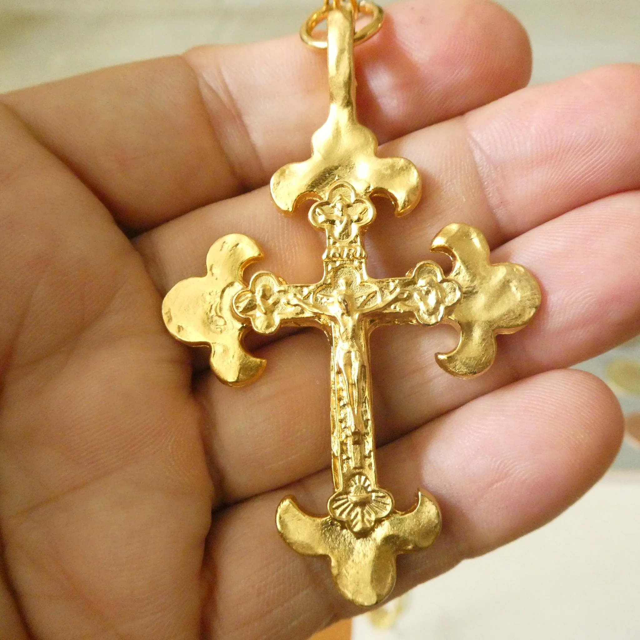 Gold-Plated Byzantine Cross Necklace 22-inch - Image 9