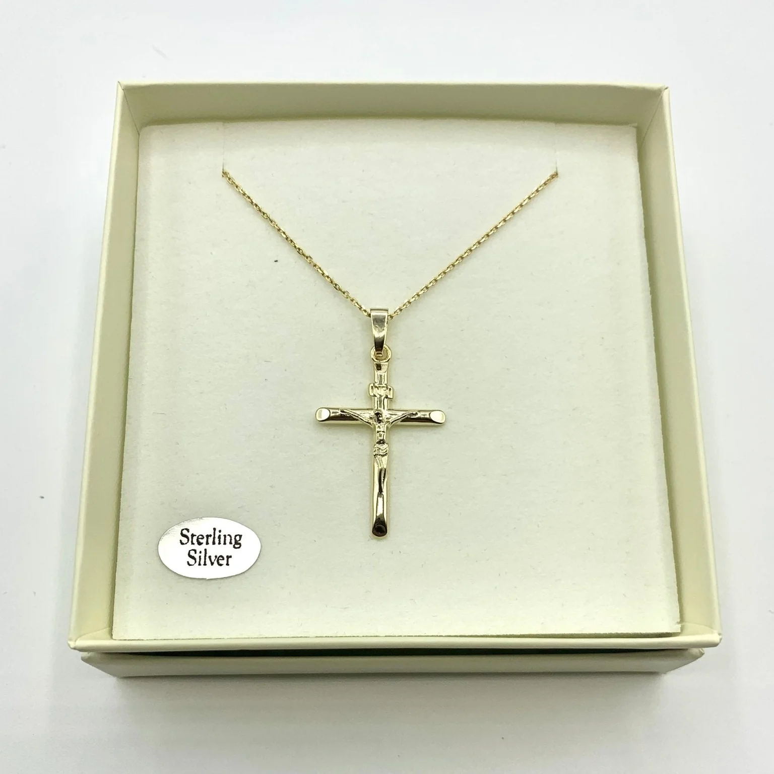 Gold Vermeil Crucifix Necklace 18-inch - Image 6