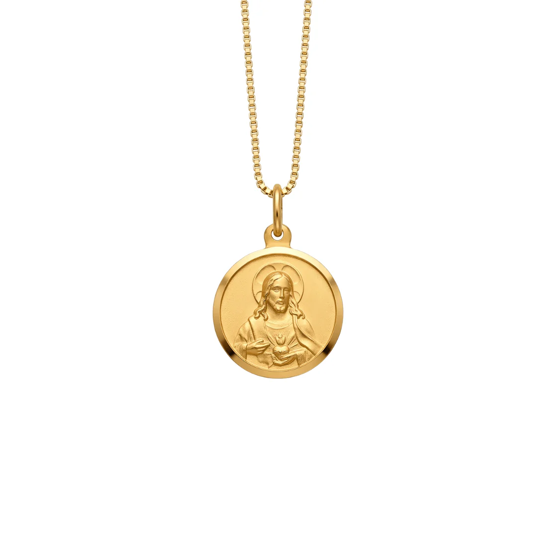 Gold-Filled French Scapular Medal Necklace, 16mm — 18" Box Chain