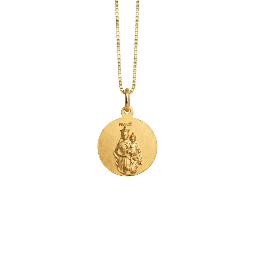 Gold-Filled French Scapular Medal Necklace, 16mm — 18" Box Chain - Image 2