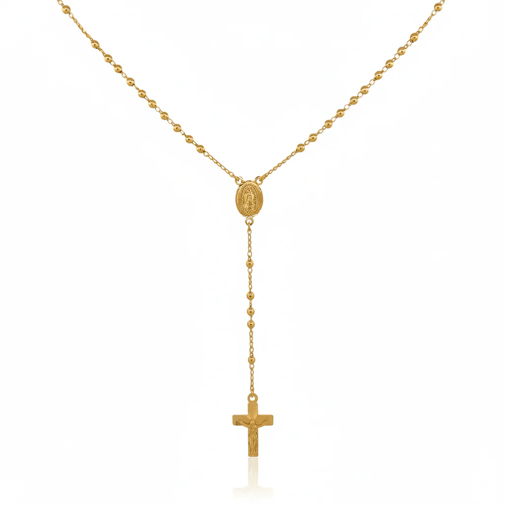 Gold Our Lady of Guadalupe Rosary Necklace — 18”