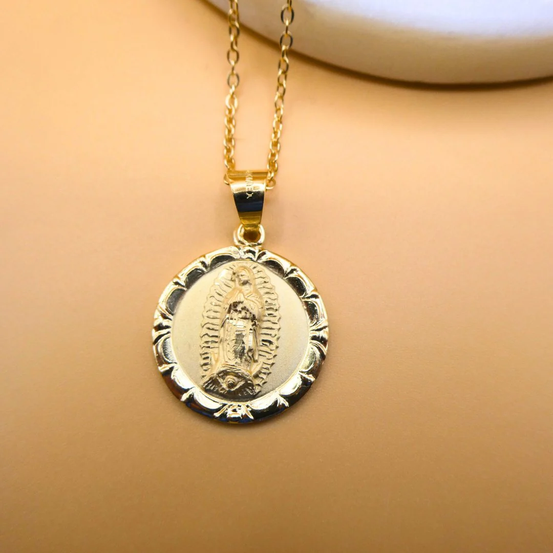 Gold Guadalupe Floral Pendant Necklace | Full Body 18-inch - Image 4