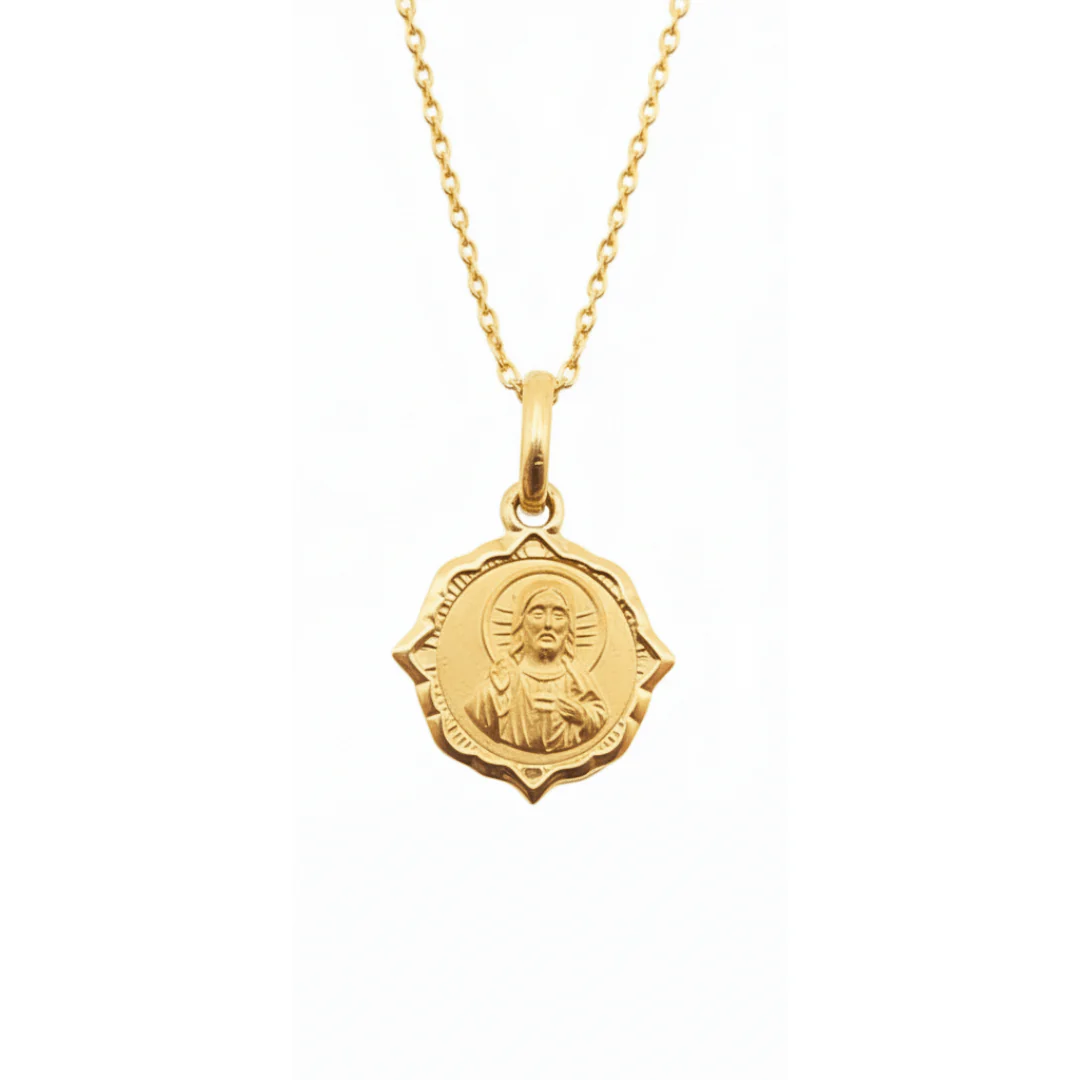 Gold-Plated Scapular Necklace – Sacred Heart & Our Lady of Guadalupe, 18” - Image 3