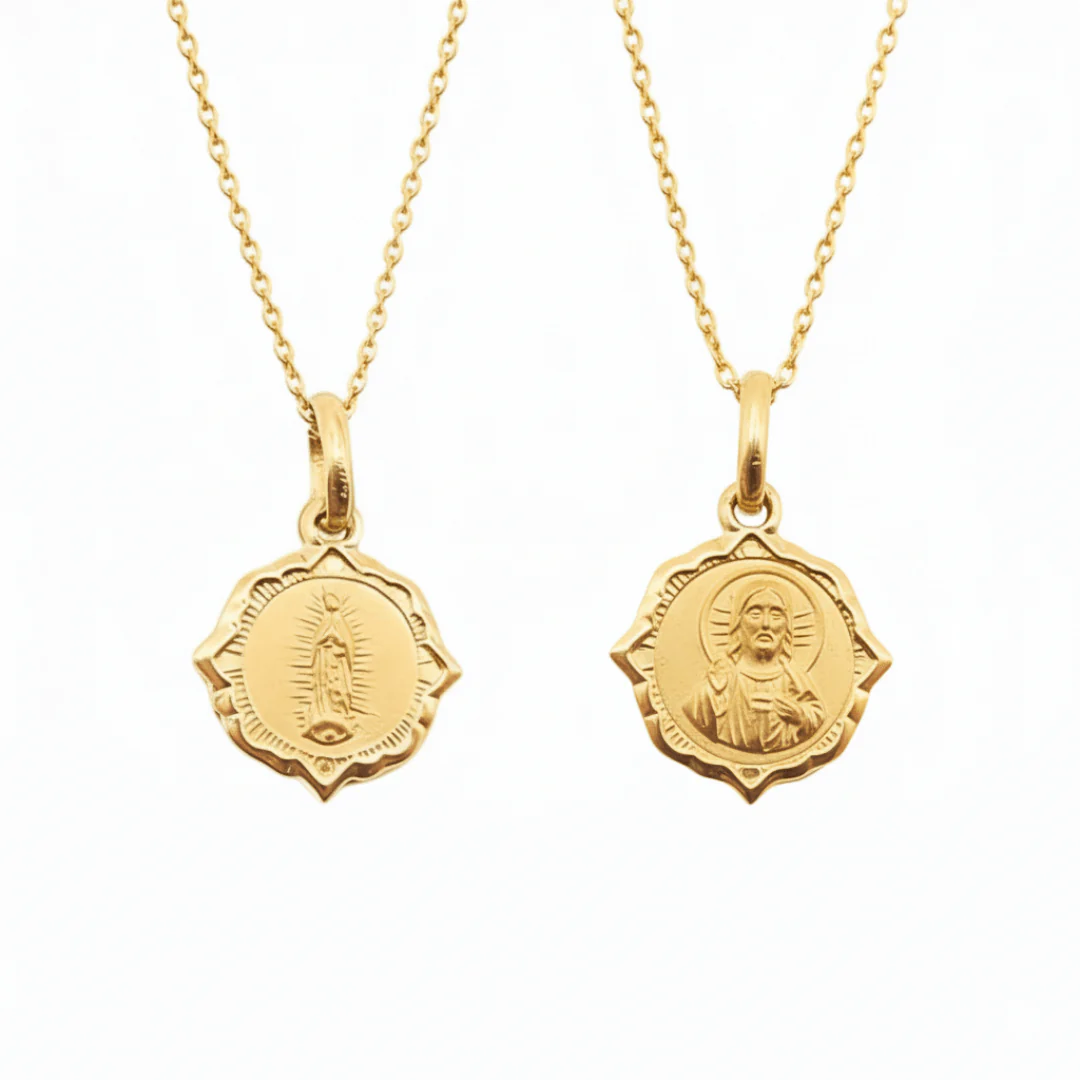 Gold-Plated Scapular Necklace – Sacred Heart & Our Lady of Guadalupe, 18” - Image 4