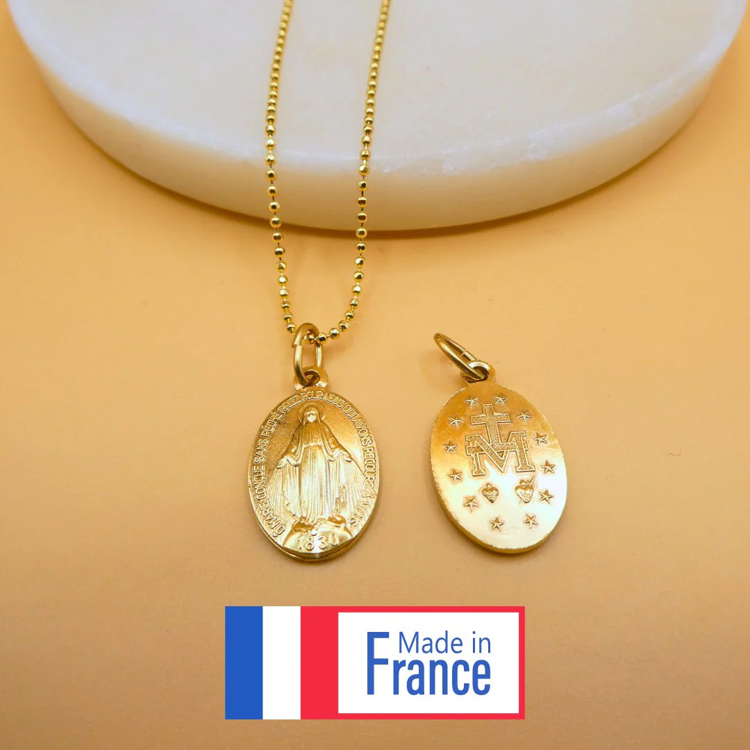 Gold-Plated Miraculous Medal Necklace — Rue du Bac, Paris (18”) - Image 3