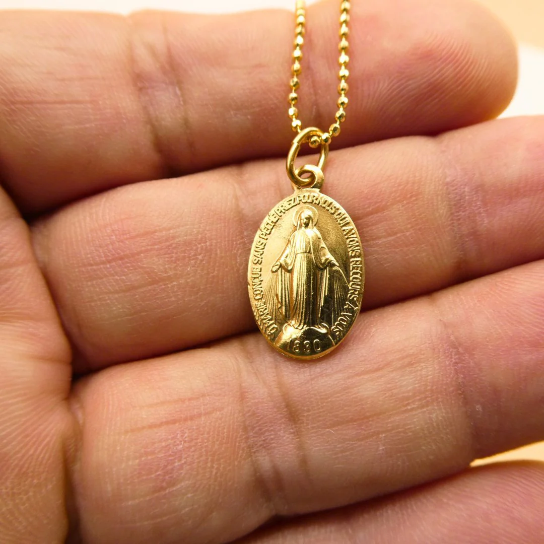 Gold-Plated Miraculous Medal Necklace — Rue du Bac, Paris (18”) - Image 4