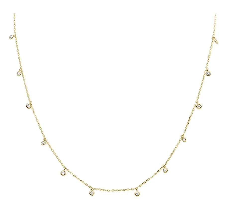 Gold Vermeil Angel Wing Necklace w/ Zirconias 18-inch - Image 3