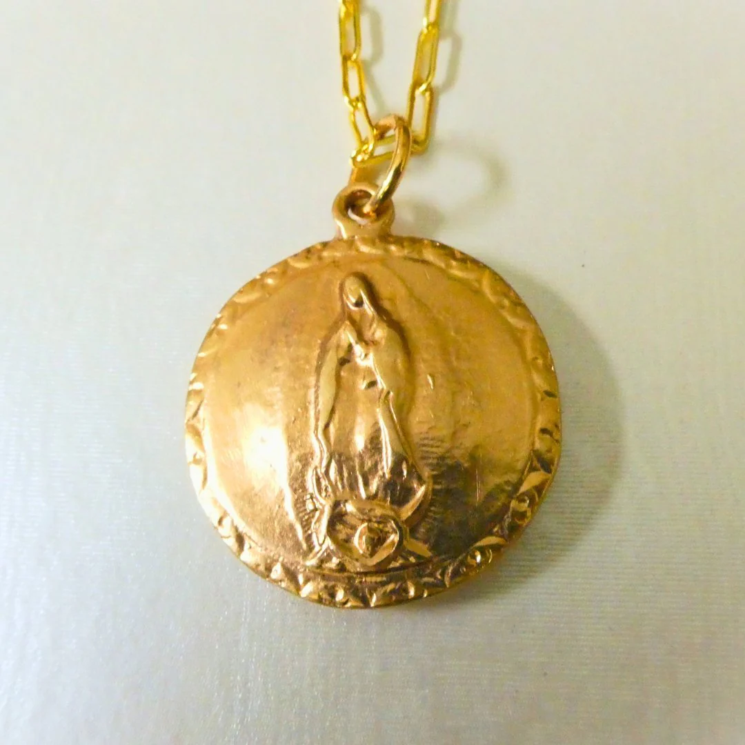 Gold-Plated Our Lady of Guadalupe & Sacred Heart Necklace 22-inch - Image 6