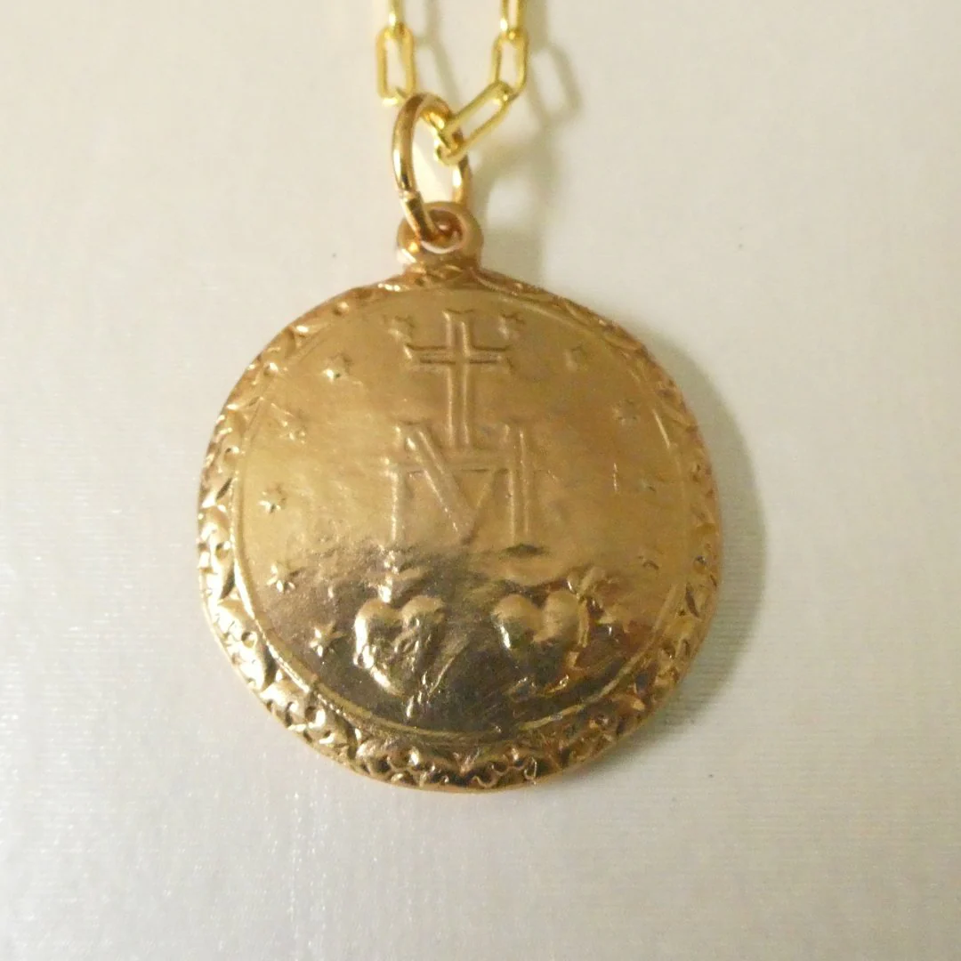 Gold-Plated Our Lady of Guadalupe & Sacred Heart Necklace 22-inch - Image 7