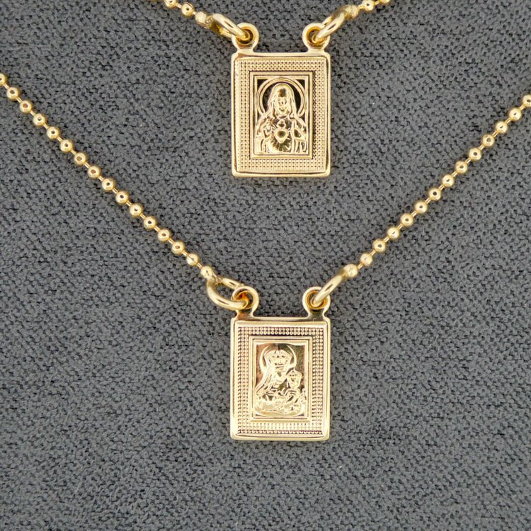 Gold-Plated Scapular Necklace – Our Lady of Mount Carmel, No Clasp 26” - Image 4