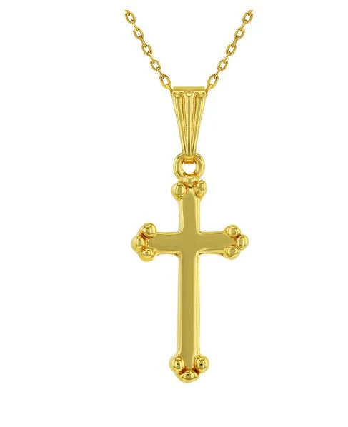 Gold Vermeil Cross Small Traditional Necklace 18-inch