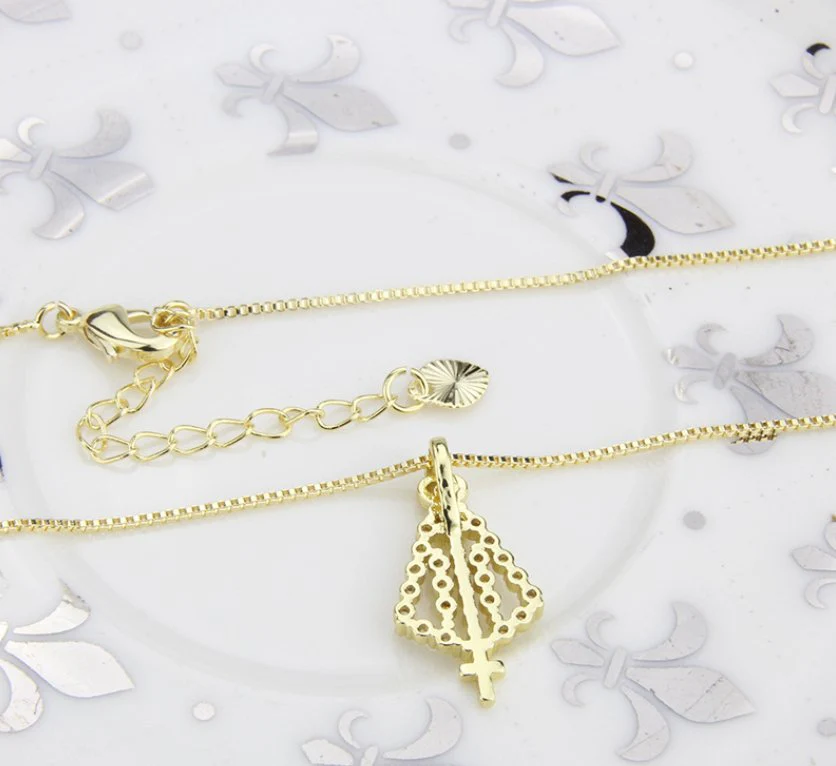 Gold-Plated Virgin Mary Pendant Necklace 18-inch - Image 3