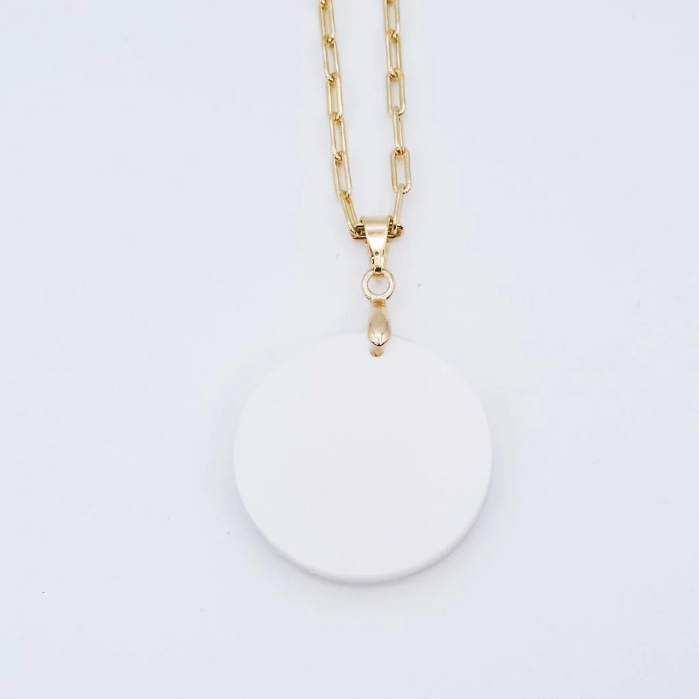 Gold-Plated White Guadalupe Necklace 18-inch - Image 4