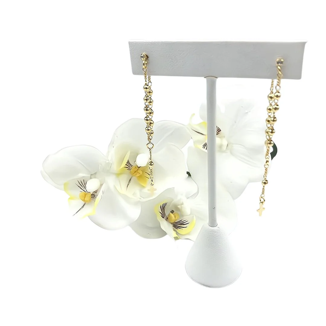 Gold-Plated Rosary Earrings - Image 3